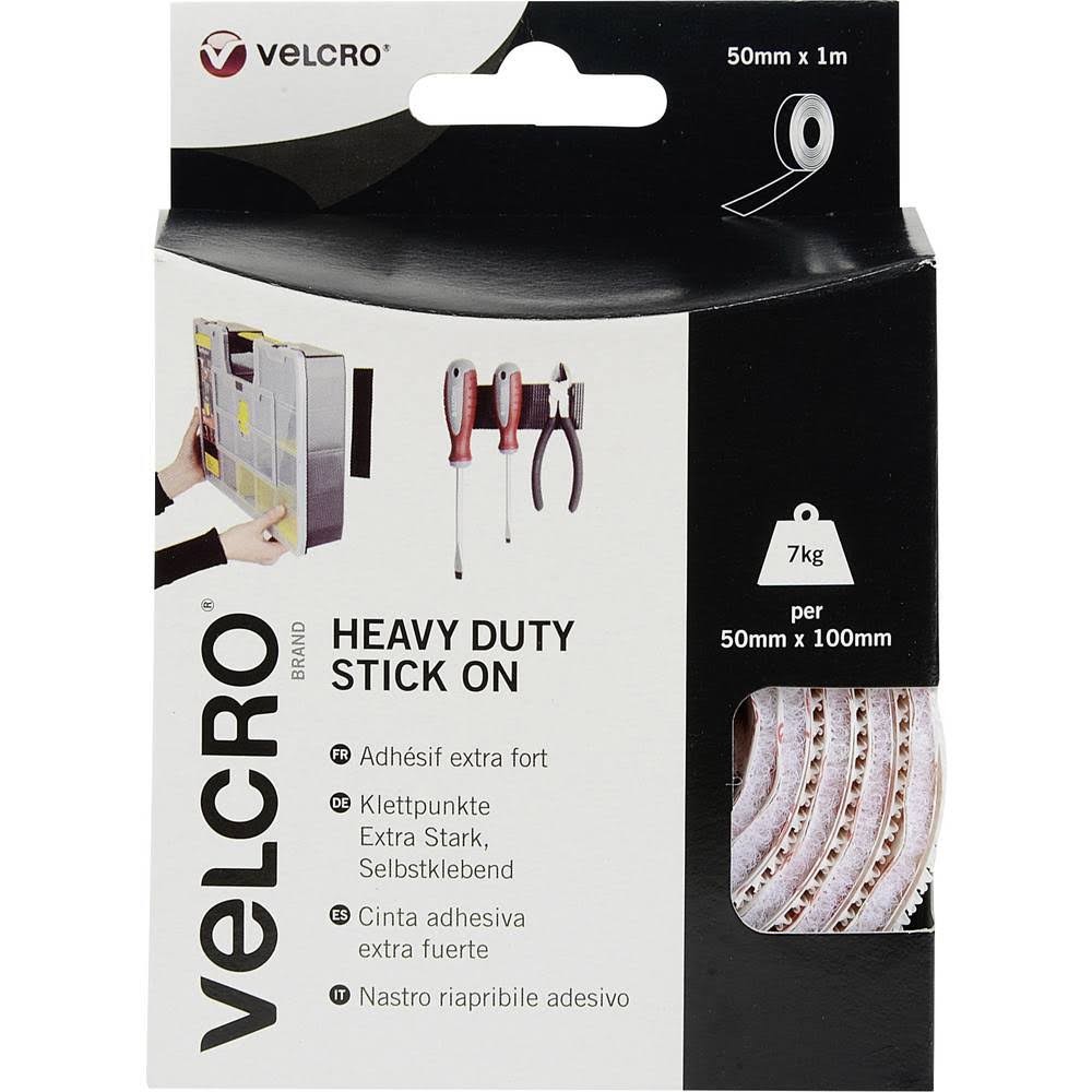 VELCRO® Klettband Selbstklebend Haken & Flausch 20mm x 2.5m Weiß 