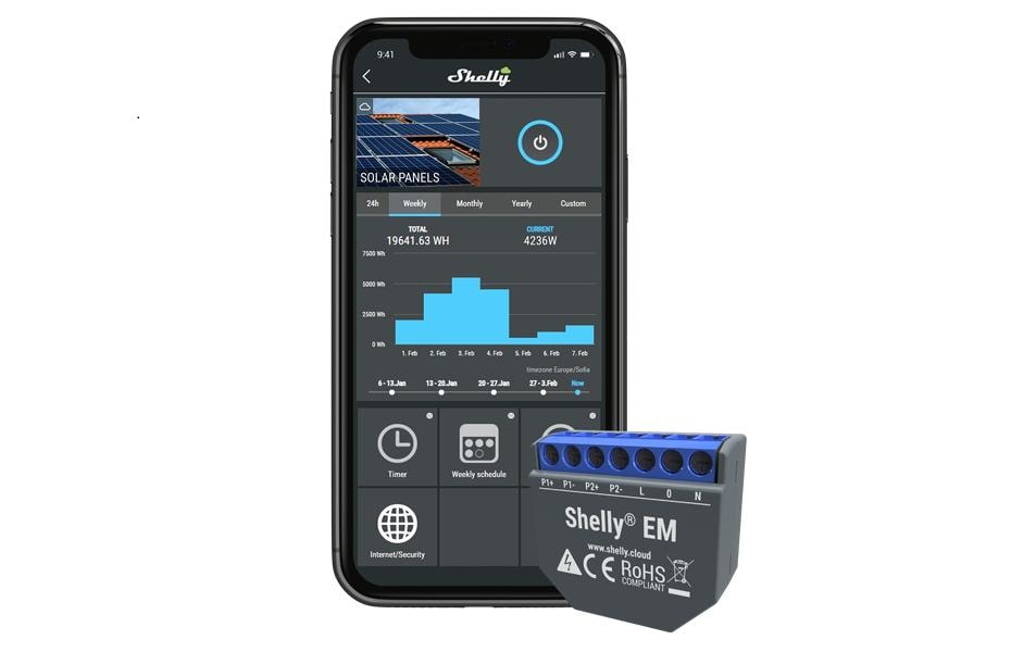 Shelly Contatore di energia EM WiFi con terminale per trasformatore di  corrente da 50 A - acquista su