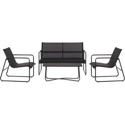 Schou Set da giardino Theodor, 4 pezzi, Nero