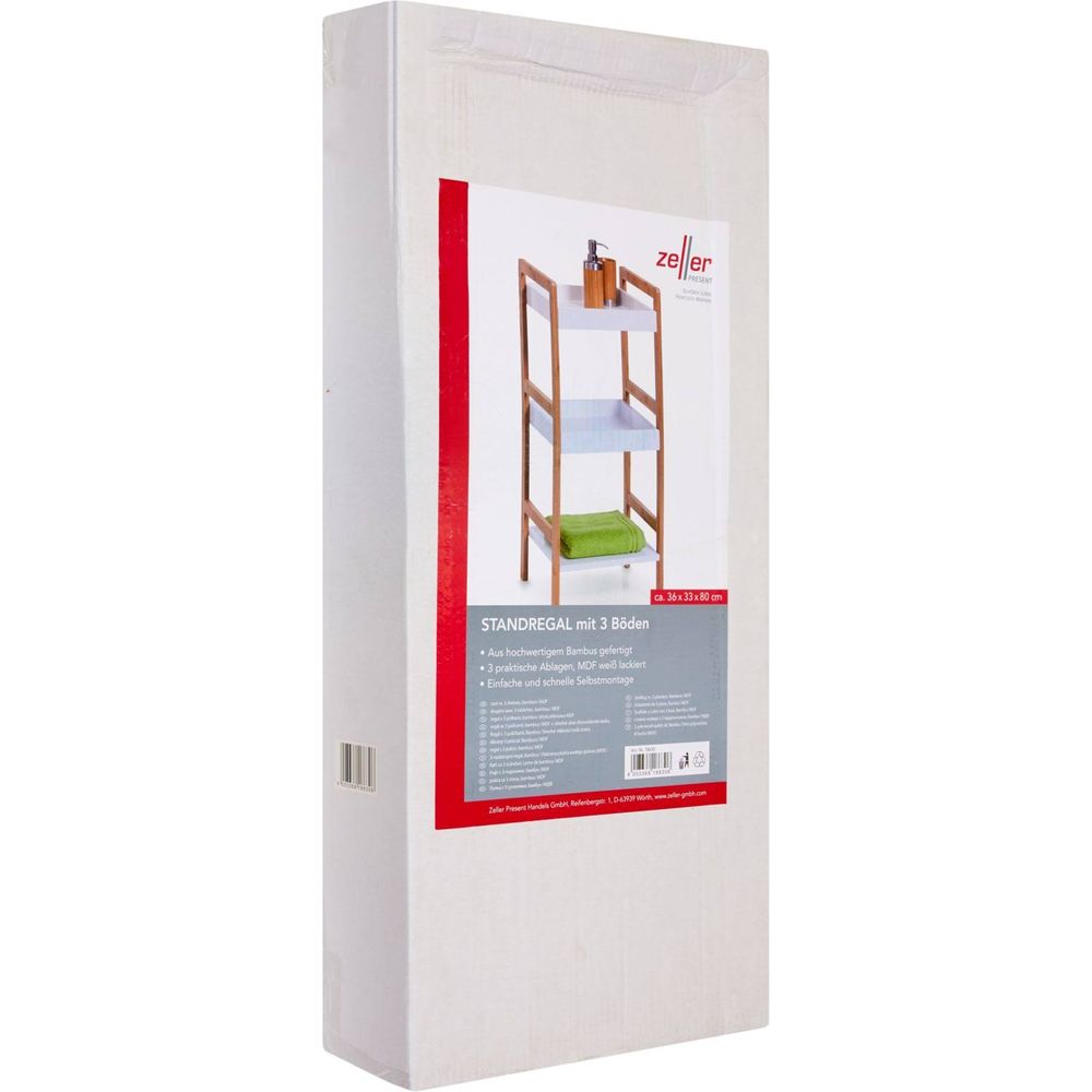 Zeller Present Standing shelf buy - 3 shelves BambooMDF white 36x33x80cm with at