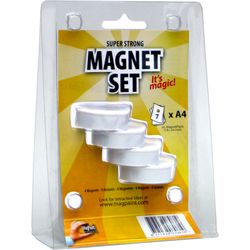 Magpaint Magnet set round 4 pcs Ultra-strong, white, Ø 33 mm