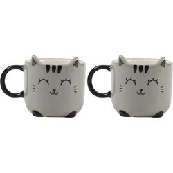 I-total Set di 2 tazze da caffè XL2520C Gatto Grigio