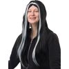 Fasnacht Wig Aurora black with two white strands thumb 2