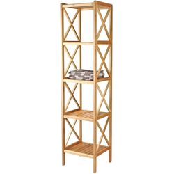 MSV Armadio a scaffale in bambù 5 livelli 36,5 X 33 X 153 cm