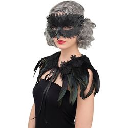 Fasnacht Ladies mask raven unisize with elastic band