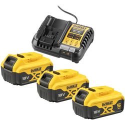 DeWalt Set di avviamento a batteria 3x 18 V 5 Ah e caricabatterie DCB1104