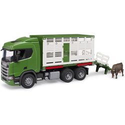 Bruder Scania Super 560R camion de transport d'animaux avec 1 bovin