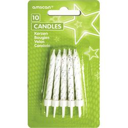 Amscan 10 birthday candles white with holder