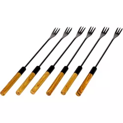 Nouvel Cheese fondue forks Slim plastic PP handle, wood look 6