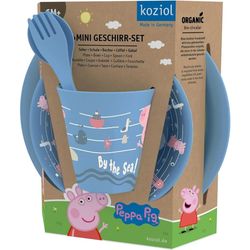 Koziol Peppa Pig Waves at Home Children's Dinnerware Set Blue, 4-Piece Set