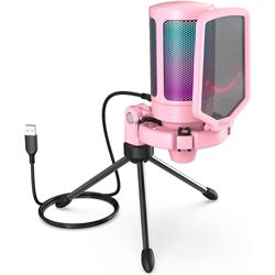 Fifine A6V USB RGB Gaming Mic pink