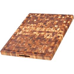 Teak Haus Tavola da taglio e servizio in teak m. Scanalatura del succo, 61x46x3,8 cm