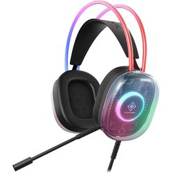 DELTACO Cuffie da gioco DH230 RGB GAM-186 con archetto semi-trasparente e padiglioni