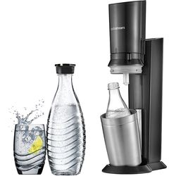 SodaStream Cristallo nero/metallo incl. 1 caraffa di vetro Attacco rapido