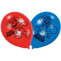 Amscan 6 palloncini in lattice Super Mario 22.8 cm