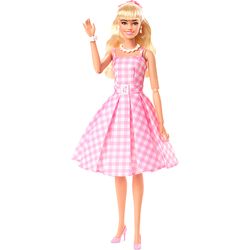 Barbie Puppe im Vintage-Kleid in rosa-weissem Vichy-Muster