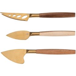 Alpina Cheese Knife Set 3 Pieces, Brown/Gold