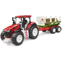 Bruder Roadmax tractor with forwarding trailer and 3 tree trunks