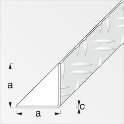 Alfer Checker plate angle 2.5m blank, isosceles a=41.2 mm, c=min.1.5 max.2 mm
