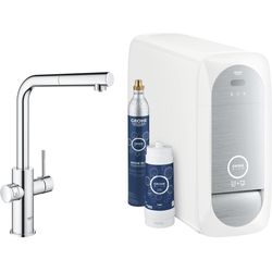 Grohe Rubinetto da cucina Blue Home L-uscita, Kit di avviamento, Cromo