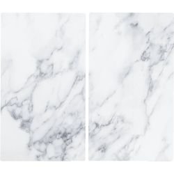 Zeller Present Piastre da taglio coprifornello vetro marmo bianco 2 pezzi 30x52cm