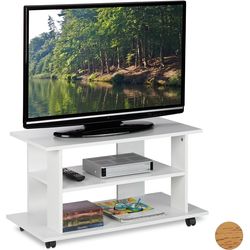 relaxdays Mobili TV con ruote, 80 x 40 cm, Bianco