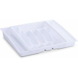Zeller Present Cutlery box, white plastic, extendable 29-50x38x6.5cm