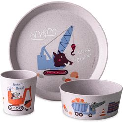 Koziol Children's dinnerware set CONNECT TRUCKS purple grey