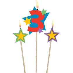 Amscan Number candle 3 with stars 3pcs 12.2 - 13.5cm