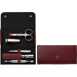 Zwilling Beauty Classic INOX frame case 5-piece leather, red