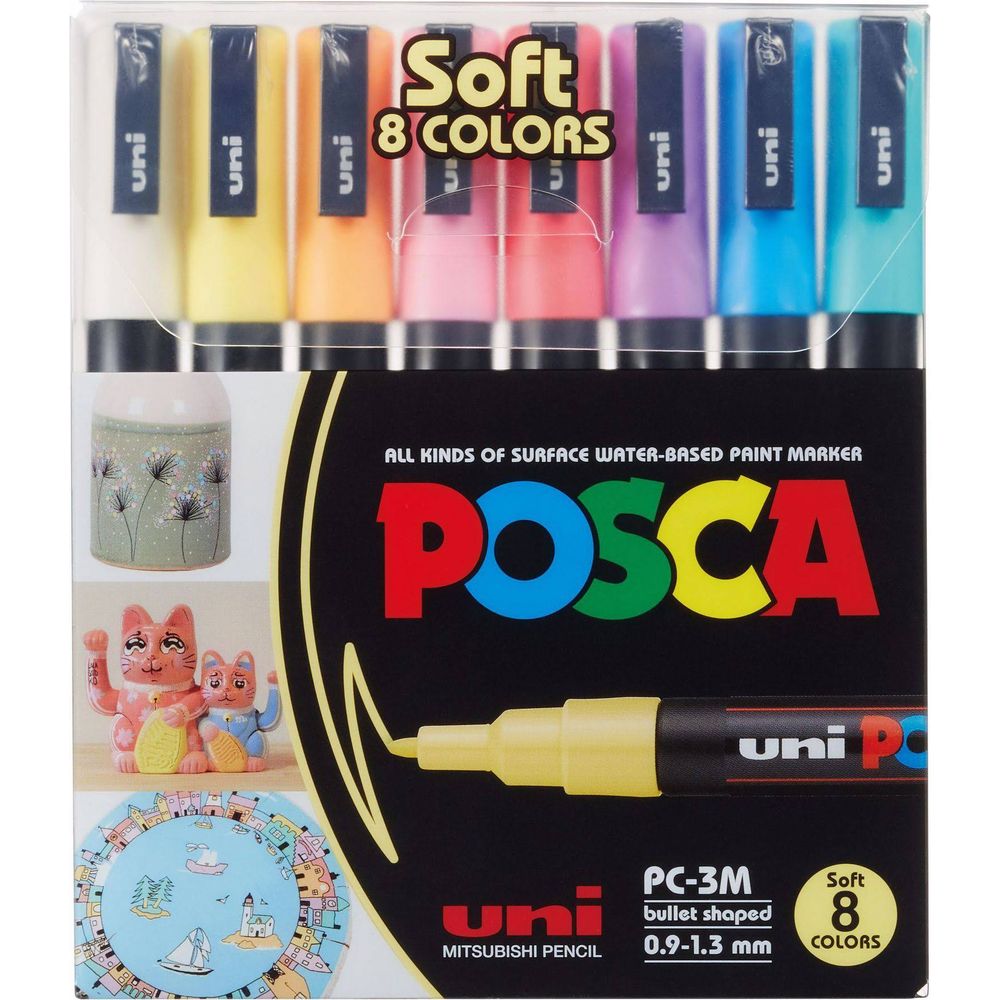 Uni Pennarello POSCA Softcolors 0.9 - 1.3mm, 8 pezzi - acquista su