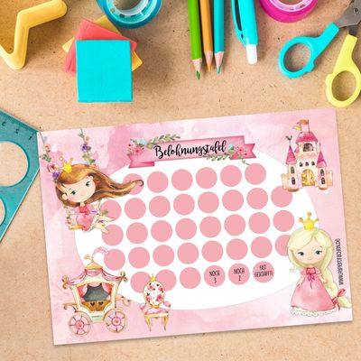 Papierdrachen Belohnungstafel für Kinder 10 Blatt – mit tollen Stickern für Jungs und Mädchen – Motiv Prinzessin Bild 2
