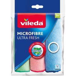 Vileda Panno in microfibra Ultra Fresh 3 pezzi, Blu/Verde/Rosso