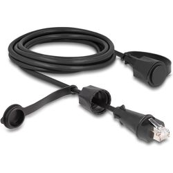Delock Patch cord with sealing cap Cat 6, STP, 3 m, Black