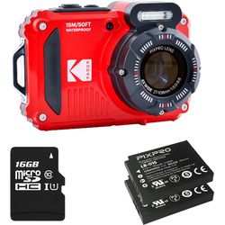 Kodak Fotocamera subacquea WPZ2RD Bundle, inclusa 2ª batteria + scheda micro SD 16Go