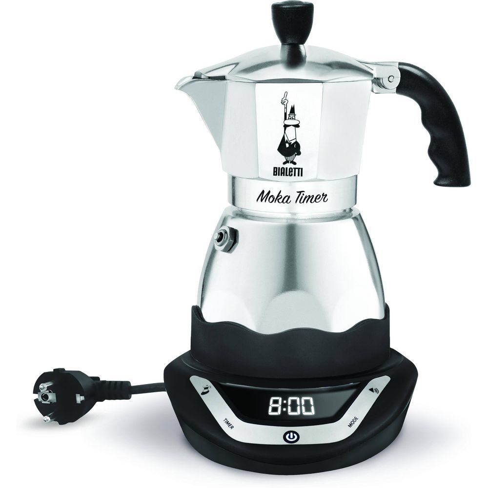 Bialetti macchina per caffè espresso moka timer argento nero 6 tazze -  acquista su