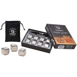 G. Wurm Pietre per whisky con pinza e sacchetto 10 pezzi, Argento