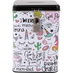 I-total Savings bank with lock XL2011 Unicorn 15.3x10.6x10.6cm