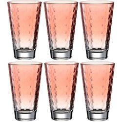 Leonardo Optic Pastel Drinking Glass 300 ml, Set of 6, Red