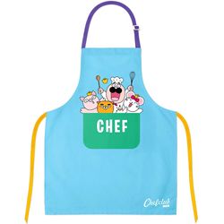 Chefclub Grembiule da cucina con tasca frontale Blu