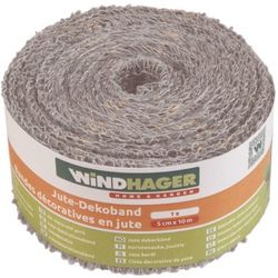 WINDHAGER Jute deco tape with reinforced edges, gray 10m x 5cm