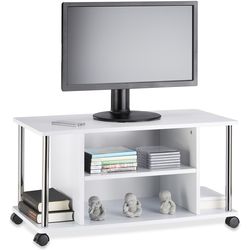 relaxdays Mobili TV con ruote, 80 x 40 cm, Bianco