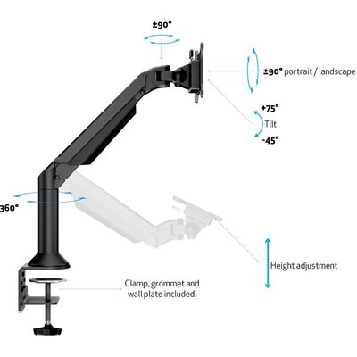 Multibrackets Table Mount Gas Lift Arm Desk up to 21 kg - Black Bild 7
