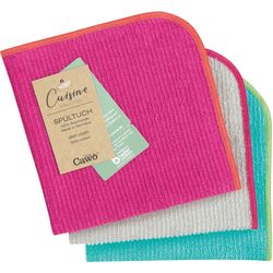 Cawö Panni per lavaggio Trio 30 x 30 cm, 3 pezzi, Rosa/Turchese