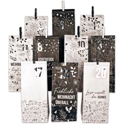 Papierdrachen Adventskalender mit bedruckten Tüten – Holy Night black & white 2