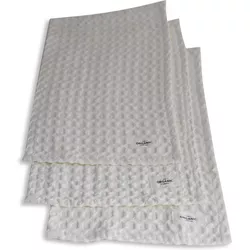The Organic Company Set di 3 panni per il viso Big Waffle 24x40cm bianco naturale