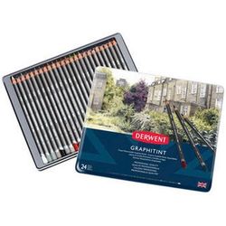 Derwent Graphitint graphite drawing pencils, water-soluble, 24 pieces