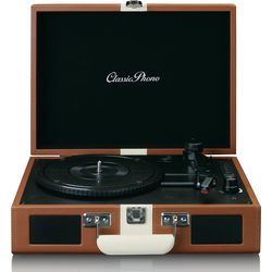 Lenco TT-120 case record player, brown with battery