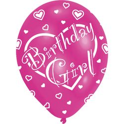 Amscan 6 Balloons Birthday Girl pink 27.5cm in bag