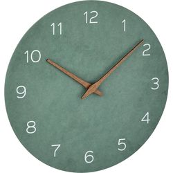 TFA Wall clock analogue jade green hands made of wood, low-noise